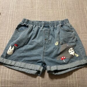 Studio Ghibli My Neighbor Totoro Elastic High-Waisted Denim Shorts plus Size